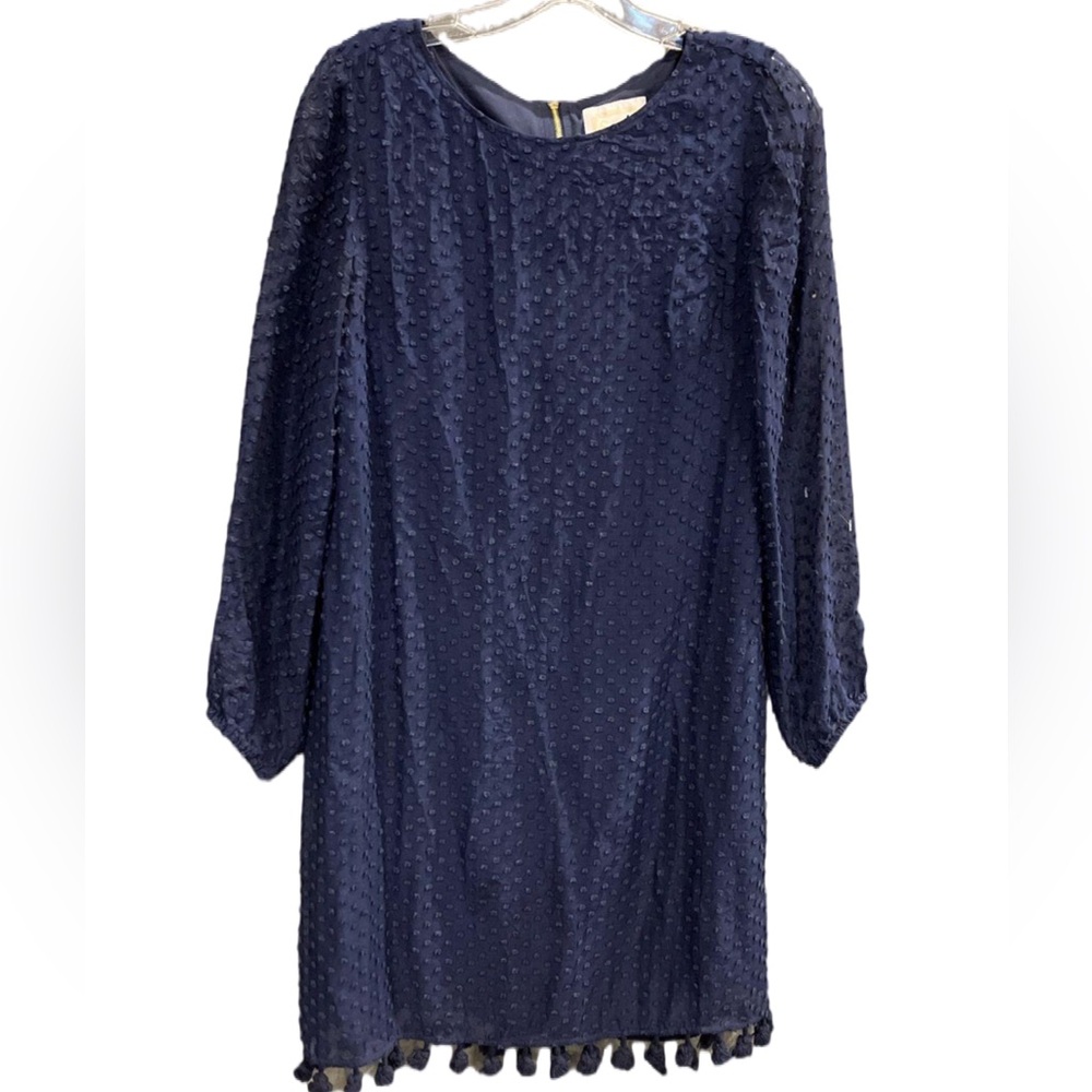 Sail to Sable Navy Textured and Lined Long Sleeve Mini Dress